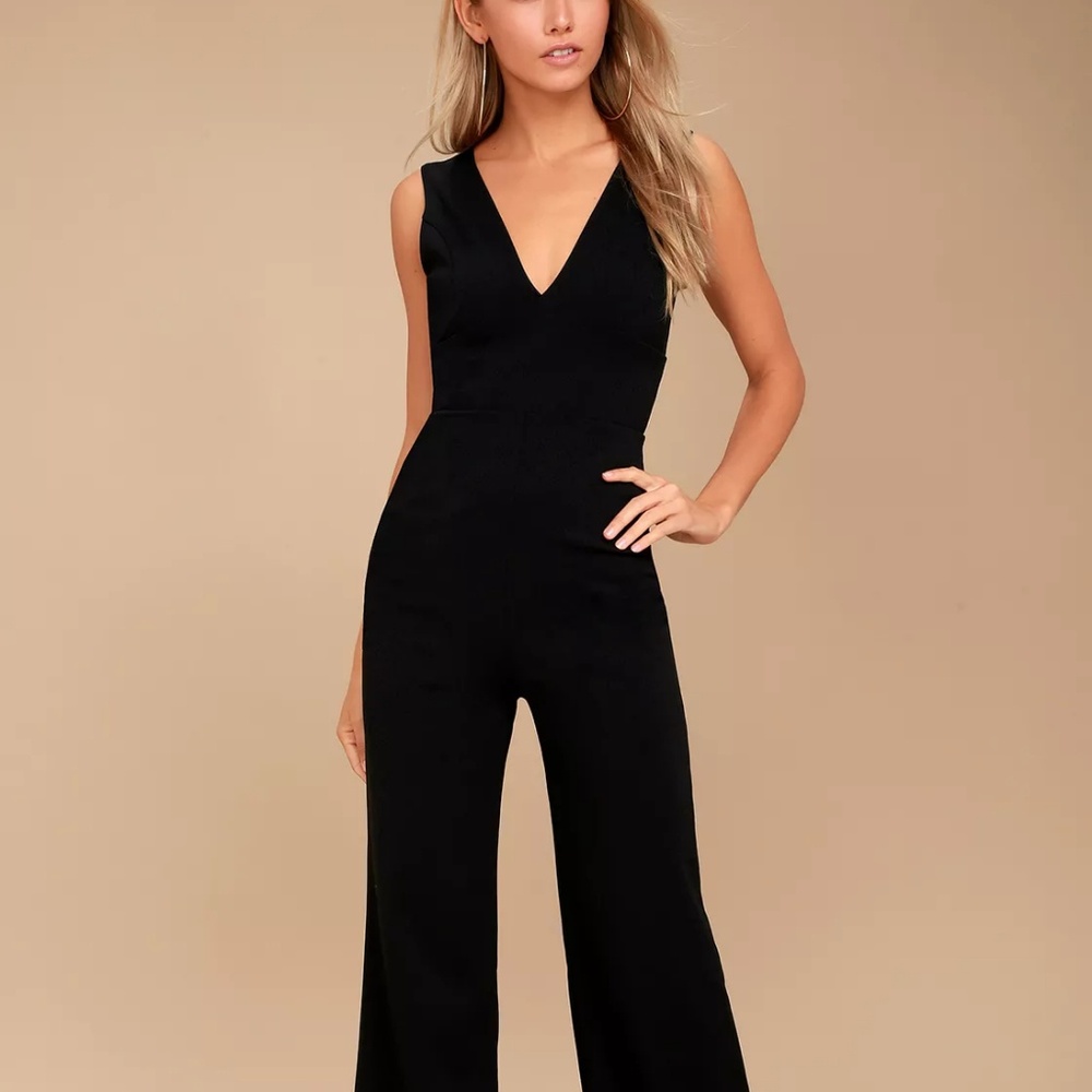 READY FOR IT BLACK SLEEVELESS WIDE-LEG JUMPSUIT
